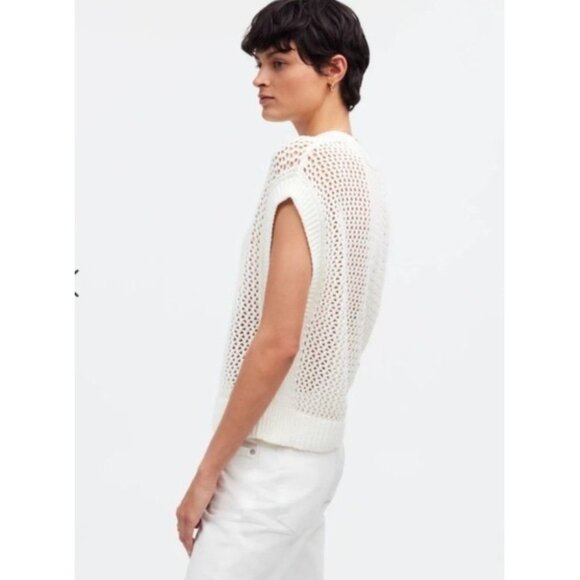 Madewell Womens Open-Stitch Cotton Sweater Tee XS Ivory NO982 NWT - Picture 6 of 7
